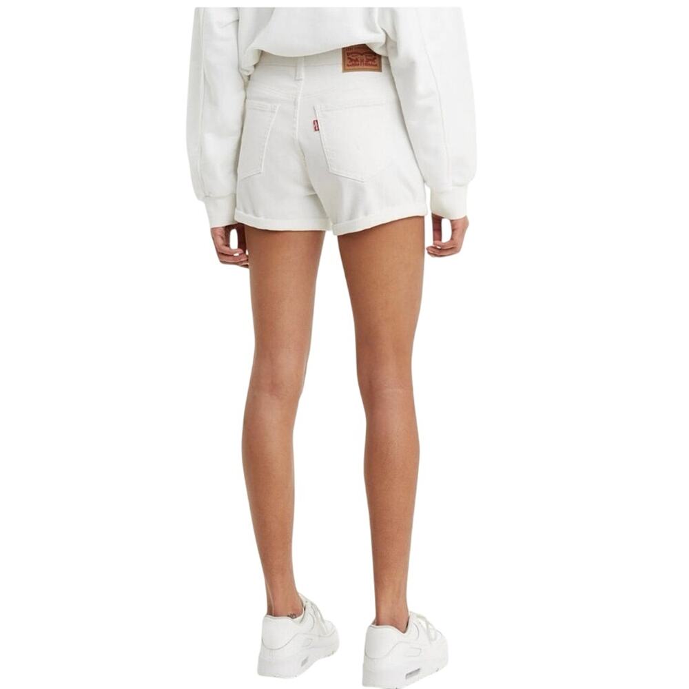 Levi’s White Mid Length Denim Shorts Size 31 Mid Rise Cuffed Summer Classic NWT